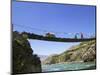 Hanging Bridge Across the River, Shigatse, Tibet, China-Keren Su-Mounted Photographic Print