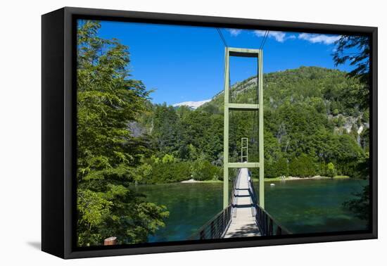 Hanging Bridge in the Los Alerces National Park, Chubut, Patagonia, Argentina, South America-Michael Runkel-Framed Stretched Canvas