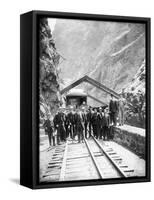Hanging Bridge - President Theodore Roosevelt and Party in the Royal Gorge of the Arkansas River,…-George Lytle Beam-Framed Stretched Canvas