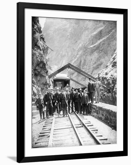 Hanging Bridge - President Theodore Roosevelt and Party in the Royal Gorge of the Arkansas River,…-George Lytle Beam-Framed Premium Photographic Print
