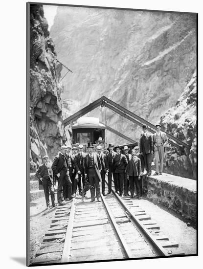 Hanging Bridge - President Theodore Roosevelt and Party in the Royal Gorge of the Arkansas River,…-George Lytle Beam-Mounted Photographic Print