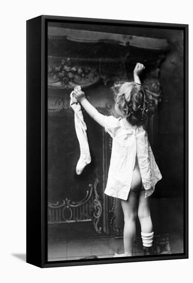 Hanging Christmas Stocking, 1901-Science Source-Framed Stretched Canvas