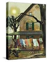 "Hanging Clothes Out to Dry," April 7, 1945-John Falter-Stretched Canvas