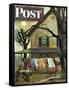 "Hanging Clothes Out to Dry," Saturday Evening Post Cover, April 7, 1945-John Falter-Framed Stretched Canvas