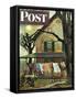 "Hanging Clothes Out to Dry," Saturday Evening Post Cover, April 7, 1945-John Falter-Framed Stretched Canvas