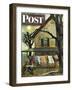 "Hanging Clothes Out to Dry," Saturday Evening Post Cover, April 7, 1945-John Falter-Framed Premium Giclee Print