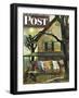 "Hanging Clothes Out to Dry," Saturday Evening Post Cover, April 7, 1945-John Falter-Framed Premium Giclee Print