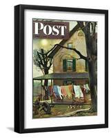 "Hanging Clothes Out to Dry," Saturday Evening Post Cover, April 7, 1945-John Falter-Framed Giclee Print