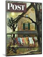 "Hanging Clothes Out to Dry," Saturday Evening Post Cover, April 7, 1945-John Falter-Mounted Giclee Print