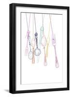 Hanging Cutlery Silhouettes-cienpies-Framed Art Print