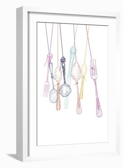 Hanging Cutlery Silhouettes-cienpies-Framed Art Print