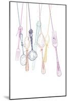 Hanging Cutlery Silhouettes-cienpies-Mounted Art Print