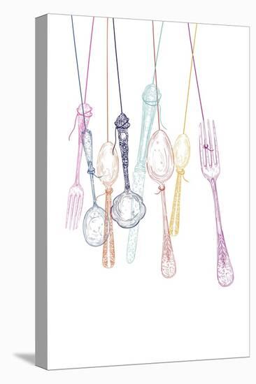 Hanging Cutlery Silhouettes-cienpies-Stretched Canvas