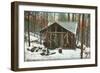 Hanging Deer by Adirondack Cabin, New York-null-Framed Art Print