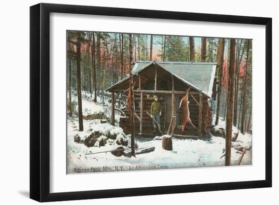 Hanging Deer by Adirondack Cabin, New York-null-Framed Art Print