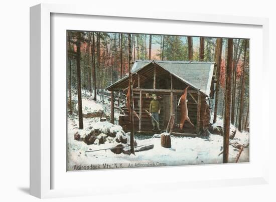 Hanging Deer by Adirondack Cabin, New York-null-Framed Art Print