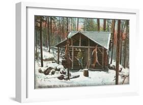 Hanging Deer by Adirondack Cabin, New York-null-Framed Art Print