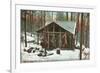 Hanging Deer by Adirondack Cabin, New York-null-Framed Premium Giclee Print