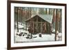 Hanging Deer by Adirondack Cabin, New York-null-Framed Premium Giclee Print