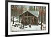 Hanging Deer by Adirondack Cabin, New York-null-Framed Premium Giclee Print