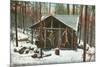 Hanging Deer by Adirondack Cabin, New York-null-Mounted Premium Giclee Print