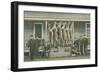 Hanging Deer Carcasses with Hunters-null-Framed Art Print