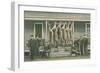 Hanging Deer Carcasses with Hunters-null-Framed Art Print