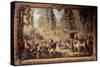 Hanging Depicting the Hunts of Louis Xvi: the Meeting at the Crossroads of the King's Well in Compi-Jean-Baptiste Oudry-Stretched Canvas