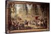 Hanging Depicting the Hunts of Louis Xvi: the Meeting at the Crossroads of the King's Well in Compi-Jean-Baptiste Oudry-Stretched Canvas