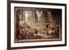 Hanging Depicting the Hunts of Louis Xvi: the Meeting at the Crossroads of the King's Well in Compi-Jean-Baptiste Oudry-Framed Giclee Print