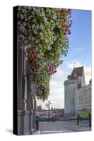 Hanging Flowers in Windsor High Street with Windsor Castle in the Background-Charlie Harding-Stretched Canvas