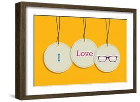 Hanging I Love Hipsters Badges-cienpies-Framed Art Print