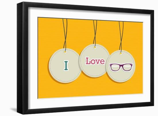 Hanging I Love Hipsters Badges-cienpies-Framed Art Print