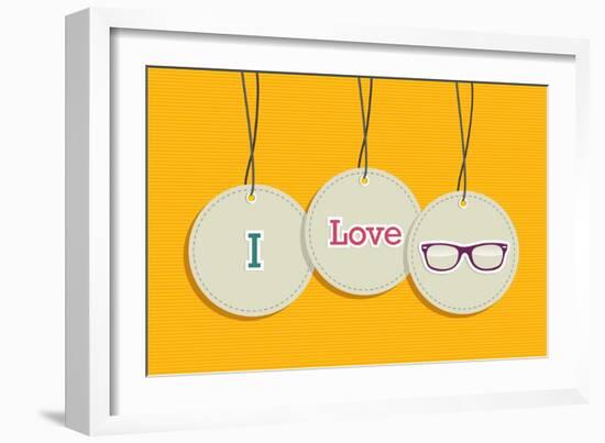 Hanging I Love Hipsters Badges-cienpies-Framed Art Print