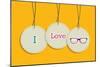 Hanging I Love Hipsters Badges-cienpies-Mounted Art Print
