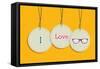 Hanging I Love Hipsters Badges-cienpies-Framed Stretched Canvas