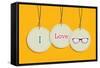 Hanging I Love Hipsters Badges-cienpies-Framed Stretched Canvas