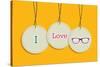 Hanging I Love Hipsters Badges-cienpies-Stretched Canvas