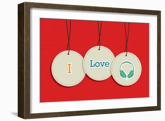 Hanging Music Sign Badges-cienpies-Framed Art Print