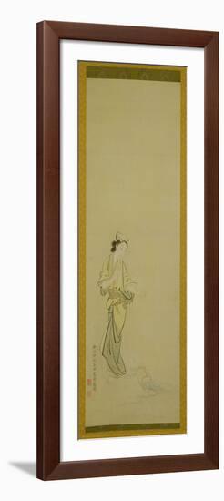 Hanging Scroll: Chiyono Sees the Moon in Spilled Water, 1772 (Ink & Light Colours on Paper)-Maruyama Okyo-Framed Giclee Print