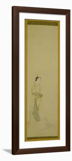 Hanging Scroll: Chiyono Sees the Moon in Spilled Water, 1772 (Ink & Light Colours on Paper)-Maruyama Okyo-Framed Premium Giclee Print