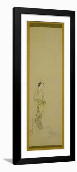 Hanging Scroll: Chiyono Sees the Moon in Spilled Water, 1772 (Ink & Light Colours on Paper)-Maruyama Okyo-Framed Premium Giclee Print