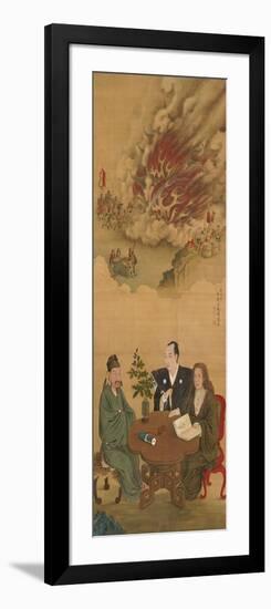 Hanging Scroll Depicting 'A Meeting of Japan, China and the West'-Shiba Kokan-Framed Giclee Print