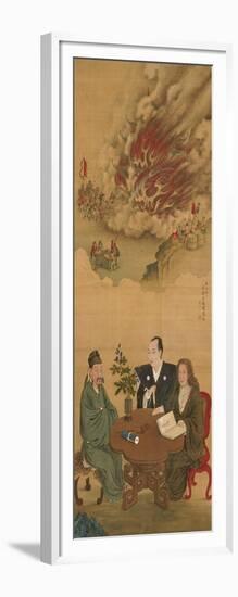 Hanging Scroll Depicting 'A Meeting of Japan, China and the West'-Shiba Kokan-Framed Giclee Print