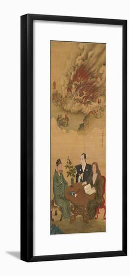 Hanging Scroll Depicting 'A Meeting of Japan, China and the West'-Shiba Kokan-Framed Giclee Print