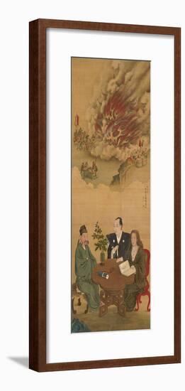 Hanging Scroll Depicting 'A Meeting of Japan, China and the West'-Shiba Kokan-Framed Giclee Print