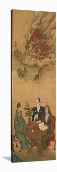 Hanging Scroll Depicting 'A Meeting of Japan, China and the West'-Shiba Kokan-Stretched Canvas