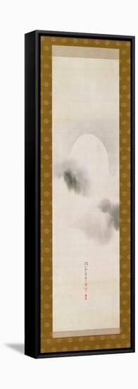 Hanging Scroll Depicting the Autumnal Moon, from a Triptych of the Three Seasons, Japanese-Sakai Hoitsu-Framed Stretched Canvas