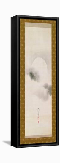 Hanging Scroll Depicting the Autumnal Moon, from a Triptych of the Three Seasons, Japanese-Sakai Hoitsu-Framed Stretched Canvas