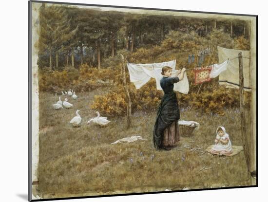 Hanging the Washing, a Beautiful Spring Morning-Helen Allingham-Mounted Premium Giclee Print